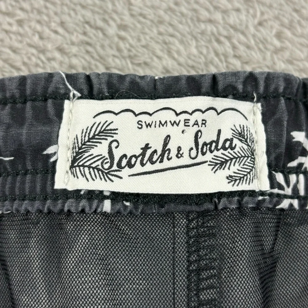 Scotch & Soda Swim Trunk Shorts Mens XXL Black Palm Tree Pockets Lined 6